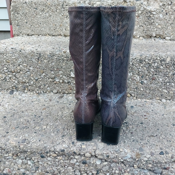 Y2K Bleil Faux Snakeskin sock Boots Mid-Calf Size UK 8/10 US - Picture 6 of 13